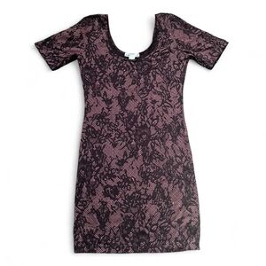 Forever 21 Pink and Brown Lace Print Bodycon Mini Dress